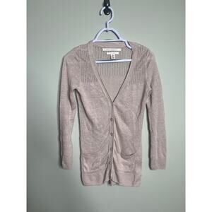 Max Studio Tan Linen Button Up Cardigan Small